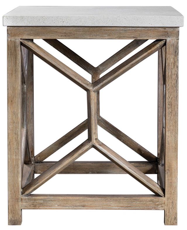 Uttermost® Catali Ivory Limestone Top End Table with Warm Oatmeal Wash Base-3