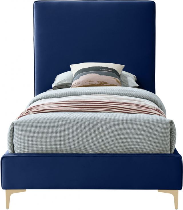 Meridian Furniture Geri Navy Twin Upholstered Panel Bed-1