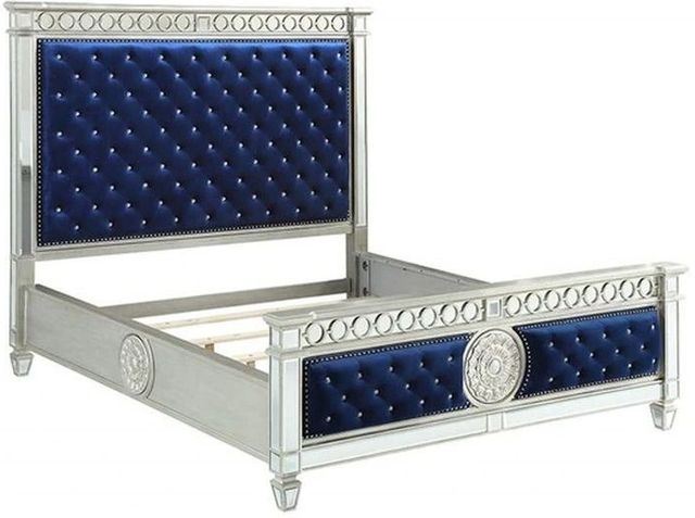 ACME Furniture Varian Blue/Silver Eastern King Upholstered Panel Bed-0
