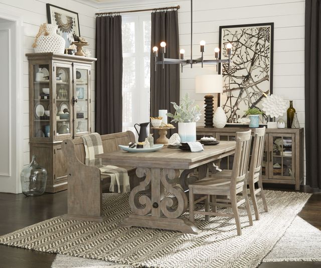 Magnussen Home® Tinley Park Grey Bench Dining Chair-1