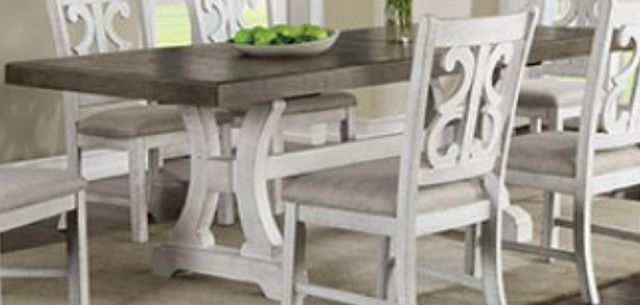 Furniture of America® Auletta Distressed White Dining Table with Gray Top
