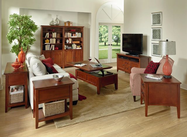 Whittier Wood® Furniture McKenzie Glazed Antique Cherry Chair Side Table-1