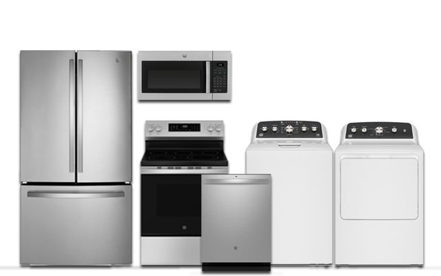 GE Stainless 4-Piece Kitchen & Laundry Package-1