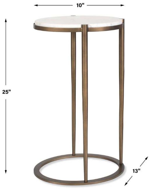 Uttermost® Mercier Bronze Round Marble Accent Table-3