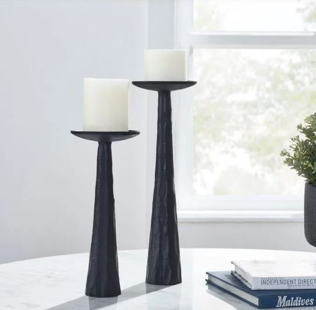 Renwil® Tilde 2-Piece Matte Black Candle Holder-4