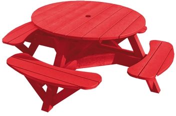 C R Plastics Red Picnic Table-0