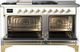 Ilve® Majestic III 60'' White Pro Style Dual Fuel Liquid Propane Range with Solid Door and Brass Trim-1