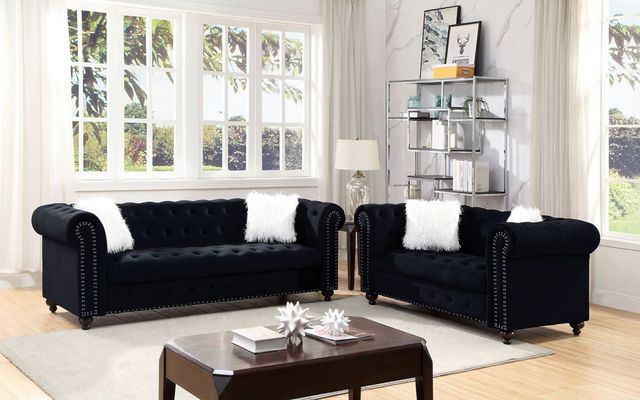 Furniture of America® Giacomo 2-Piece Black Sofa Set-0