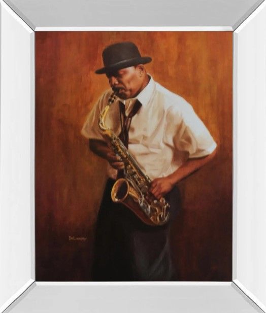 Classy Art Sax Player Framed Wall Art-0