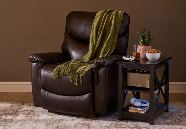 La-Z-Boy® James Walnut Leather Power Rocking Recliner with Headrest and Lumbar-2