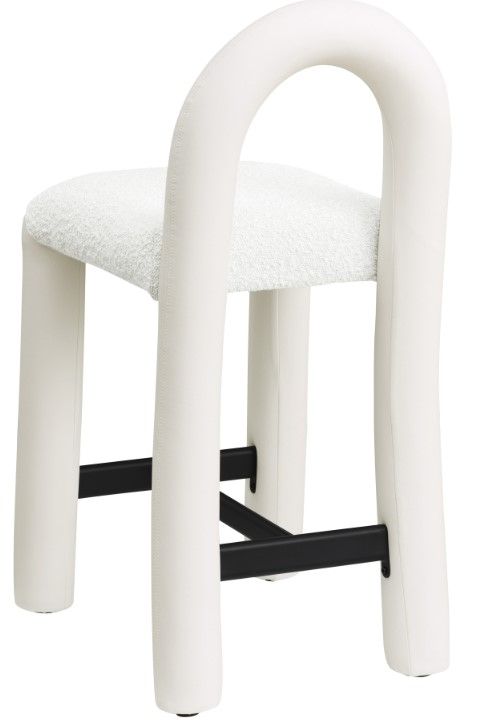 Meridian Furniture Amari Cream Boucle/Vegan Leather Upholstered Counter Stool-4