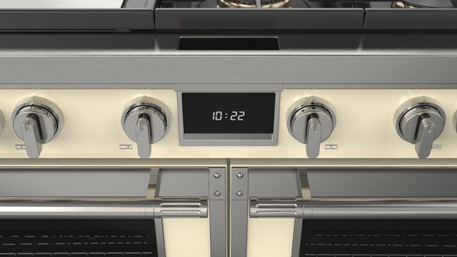 Fulgor Milano® Evoque 400 Series 60" Glossy Ivory Pro Style Dual Fuel Hybrid Range with Stainless Steel Trim -4