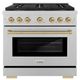 ZLINE Autograph Edition Paramount 36" 5.2 Cu. Ft. Satin Stainless Steel Gas Range with 6 Burner DuoPro™ Cooktop and Convection Gas Oven with Champagne Bronze Accents-0