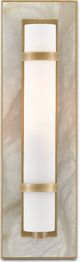 Currey & Company Bagno Bruneau Antique Brass/Natural Alabaster/White Wall Sconce-1