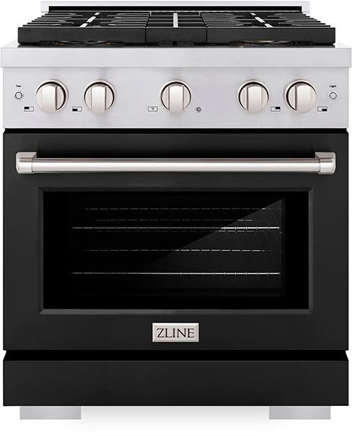 ZLINE Paramount Series 30" Stainless Steel Pro Style Dual Fuel Range with Black Matte Door-0