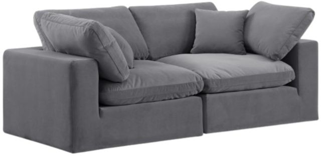 Meridian Furniture Comfy 2-Piece Gray Velvet Sofa -0