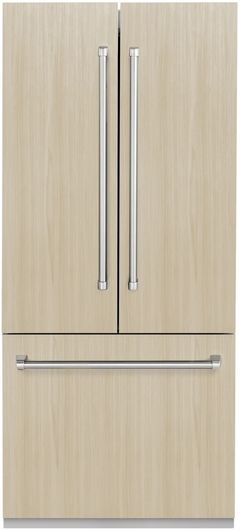 ZLINE 36 in. 19.6 Cu. Ft. Panel Ready Built-In French Door Refrigerator with Water Dispenser, Ice Maker and Graphite Gray Interior