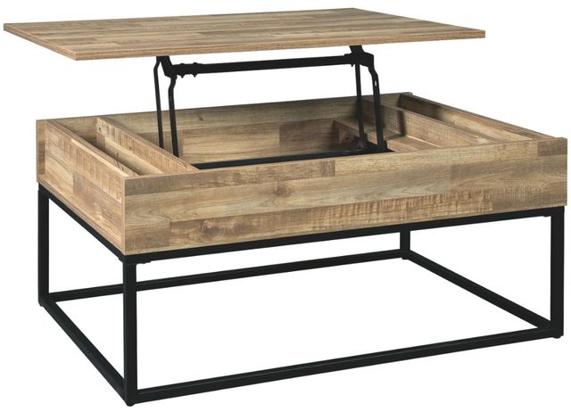 Signature Design by Ashley® Gerdanet Natural Lift Top Coffee Table with Black Base-2