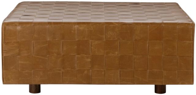 Classic Home Aristo Autumn Maple Leather Square Ottoman-2