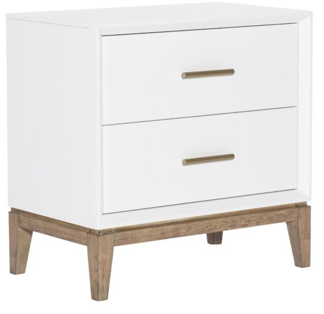 Legacy Classic Melrose Cloud White/Dessert Oak 2-Drawer Nightstand-0