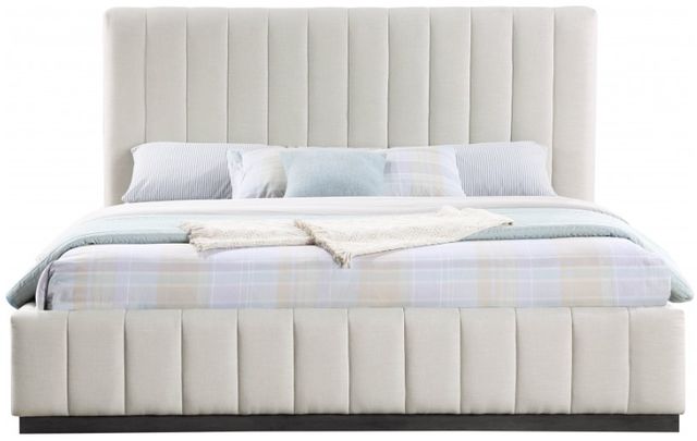 Meridian Furniture Lucia Beige King Upholstered Panel Bed-1