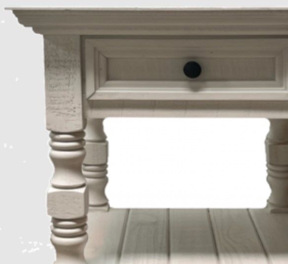 Million Dollar Rustic Cottage Frosted White End Table-1