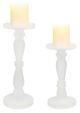 A & B Home 2-Piece White Frosted Pedestal Glass Candle Holder Set-2