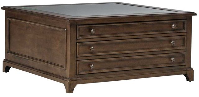 Liberty Furniture Arden Road Glass Top Cocktail Table with Satin Cherry Base-0