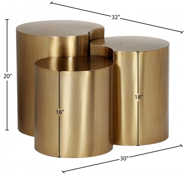 Meridian Furniture Dimple 3-Piece Brushed Gold Nesting Table Set-2