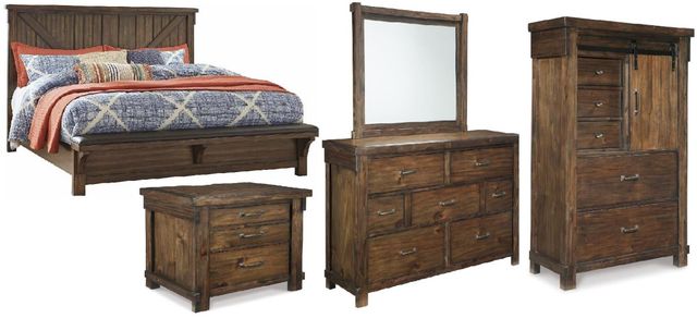 Signature Design by Ashley® Lakeleigh 5-Piece Brown King Panel Bed Set-0