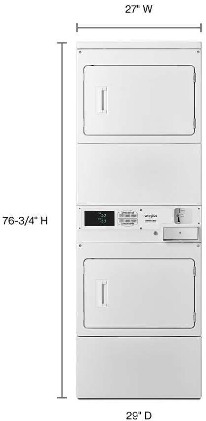 Whirlpool Commercial® 14.8 Cu. Ft. White Coin Drop Gas Stack Dryer-1