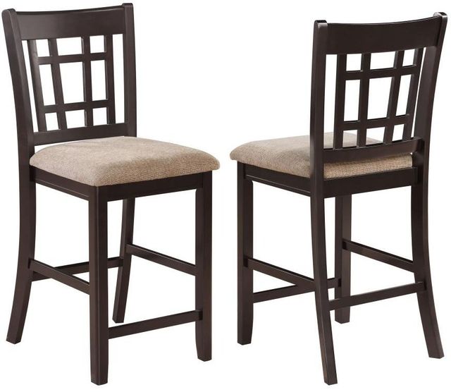 Coaster® Lavon 2-Piece Lattice Back Tan Espresso Counter Chairs-1