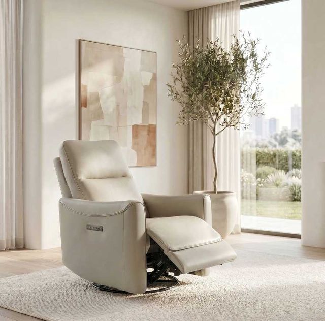 Liberty Furniture Remi Istria Khaki Leather Single Glider Power Recliner-3