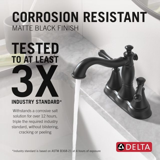 Delta Cassidy® Matte Black 2-Handle Centerset Bathroom Faucet with Drain-4