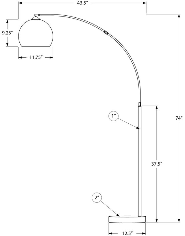 Monarch Specialties Inc. Black 74" Arc Floor Lamp-2