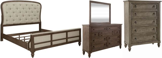 Liberty Furniture Americana Farmhouse 4-Piece Beige/Dusty Taupe King Bedroom Set-0