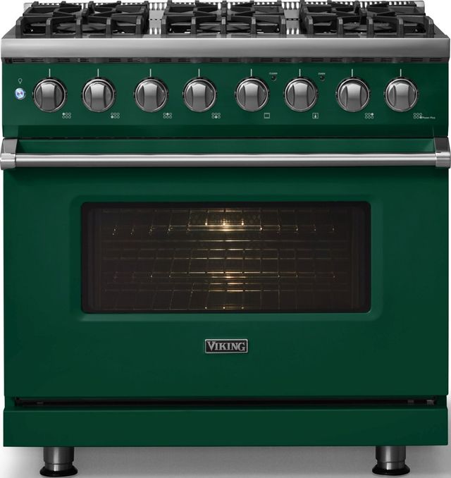 Viking® 5 Series 36" Ivy Pro Style Dual Fuel (LP) Range with Polished Chrome Trim-2