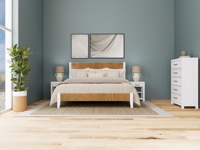 Riverside Furniture Rosalie Brown/White Caps King Panel Bed-1