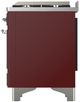 Ilve® Majestic III 36" Burgundy Pro Style Dual Fuel Liquid Propane Range with 6 Black Brass Burners and Chrome Trim-4