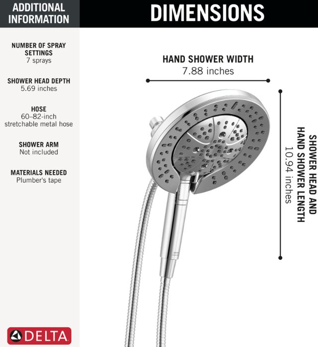 Delta Universal Showering Lumicoat® Chrome 2.5 GPM 7-Setting In2ition® with ProClean®-2