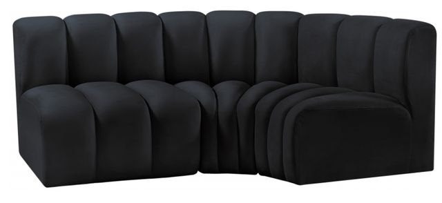 Meridian Furniture Arc 3-Piece Black Velvet Sectional-2