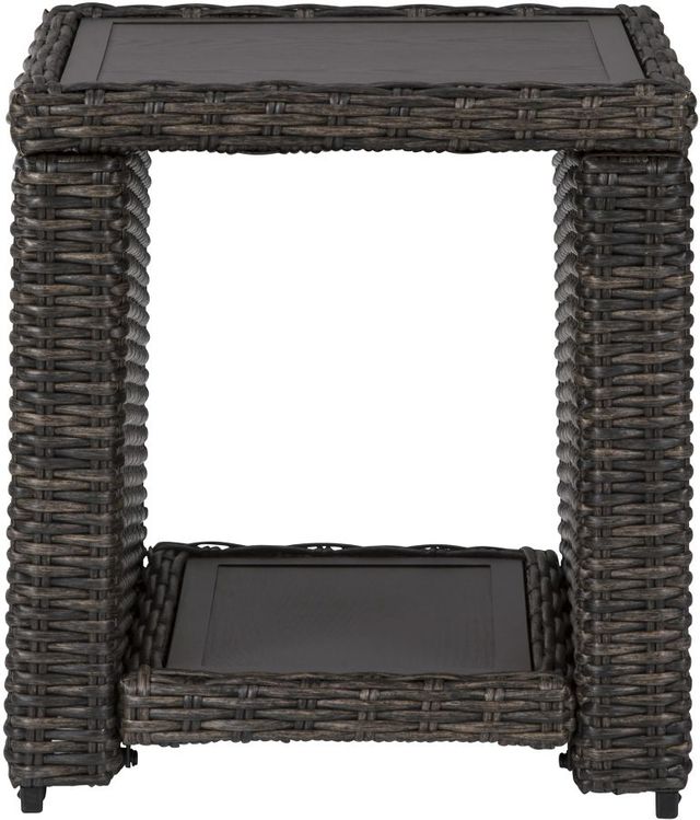 Signature Design by Ashley® Grasson Lane Brown Outdoor Aluminum/Wicker Square End Table-1