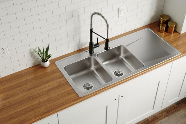 Elkay Lustertone® Classic Lustrous Satin 48" x 22" x 7-5/8" 1-Hole Equal Double Bowl Drop-In Sink with Right Drainboard-2