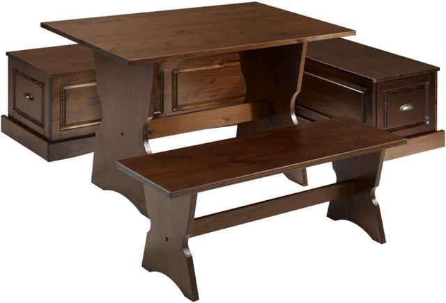 Linon Caron 3-Piece Walnut Backless Nook-0