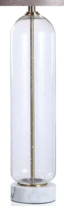 Stylecraft Chrome/Taupe Seeded Clear Table Lamp-2