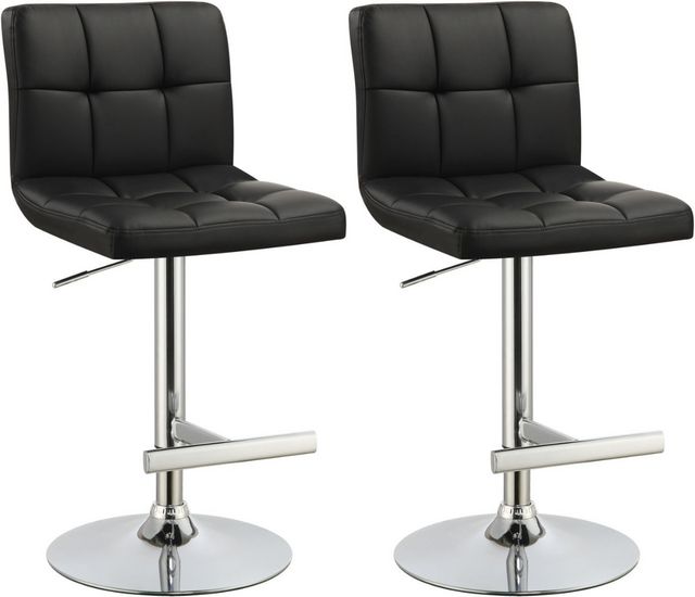Coaster® Lenny 2-Piece Chrome/Black Adjustable Height Stools-12