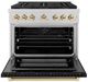 ZLINE Autograph Edition Paramount 36" 5.2 Cu. Ft. Satin Stainless Steel Dual Fuel Range with 6 Burner DuoPro™ Cooktop and Electric Convection Oven with Black Matte Door and Polished Gold Accents-3