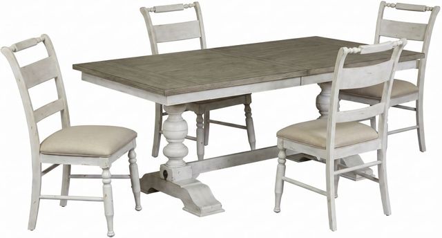Liberty Furniture Whitney 5-Piece Antique Linen/Weathered Gray Trestle Dining Set-0