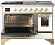 Ilve® Majestic III 48" White Pro Style Dual Fuel Natural Gas Range with 5 Black Brass Burners and Brass Trim-2
