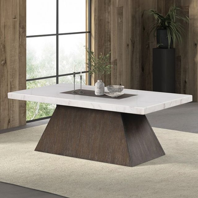 Furniture of America® Grasten White Coffee Table with Dark Walnut Base-1